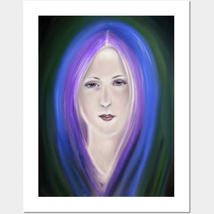 Woman with violet  hair Posters and Art